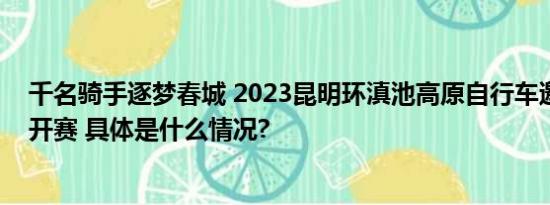 千名骑手逐梦春城 2023昆明环滇池高原自行车邀请赛正式开赛 具体是什么情况?